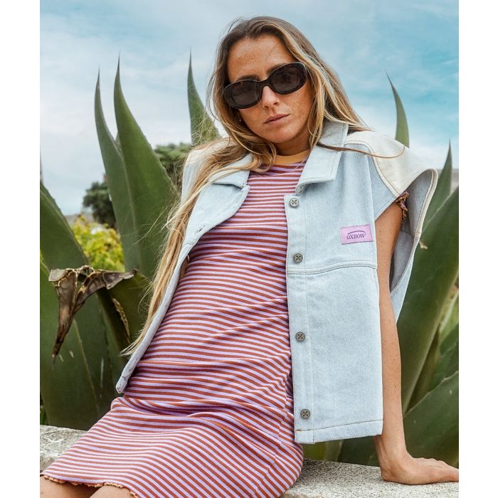 Vestido corto BISTRIPES - Terracota